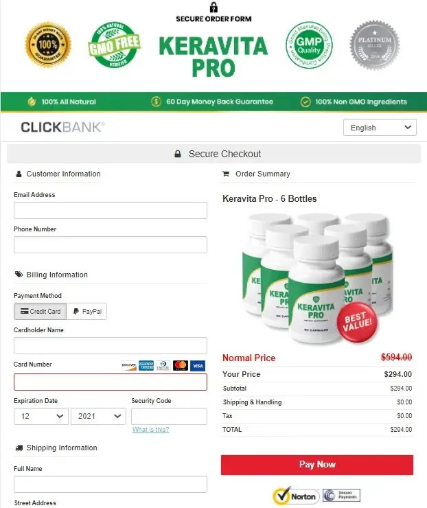 Keravita Pro Order Form